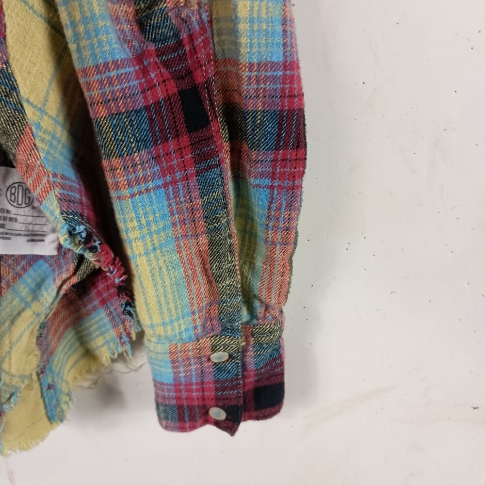 BDG Womens Distressed Plaid Button Down Shirt M Multicolor Indie Grunge 90s - Picture 9 of 9